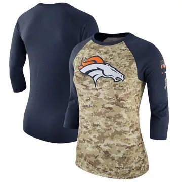 Camo/Navy Women's Denver Broncos Legend Salute to Service 2017 Three-Quarter Raglan Sleeve T-Shirt