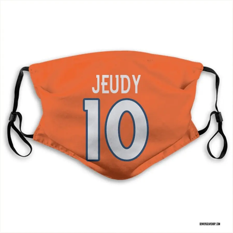 Jerry Jeudy Name & Number Orange Denver Broncos Face Mask