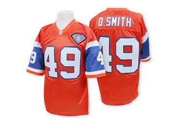 Orange Men's Dennis Smith Denver Broncos Authentic Mitchell And Ness Throwback Jersey
