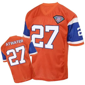 Orange Men's Steve Atwater Denver Broncos Authentic Mitchell And Ness With 75TH Patch Throwback Jersey
