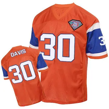 Orange Men's Terrell Davis Denver Broncos Authentic Mitchell And Ness Throwback Jersey