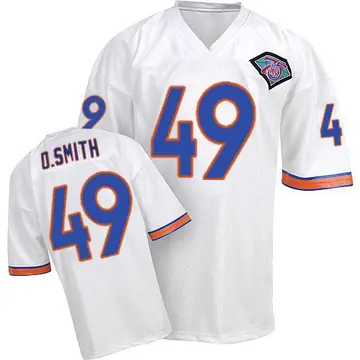 White Men's Dennis Smith Denver Broncos Authentic Mitchell And Ness Throwback Jersey