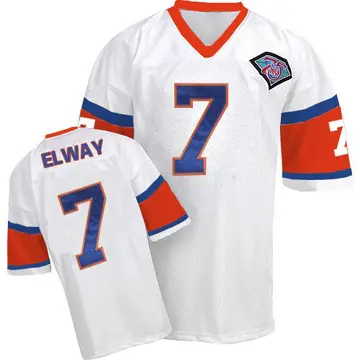White Men's John Elway Denver Broncos Authentic Mitchell And Ness With 75TH Patch Throwback Jersey
