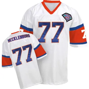White Men's Karl Mecklenburg Denver Broncos Authentic Mitchell And Ness With 75TH Patch Throwback Jersey