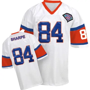 White Men's Shannon Sharpe Denver Broncos Authentic Mitchell And Ness With 75 Anniversary Patch Throwback Jersey