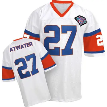 White Men's Steve Atwater Denver Broncos Authentic Mitchell And Ness With 75TH Patch Throwback Jersey